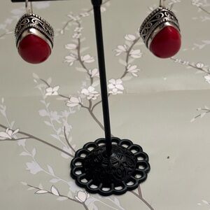 Coral sterling silver earrings